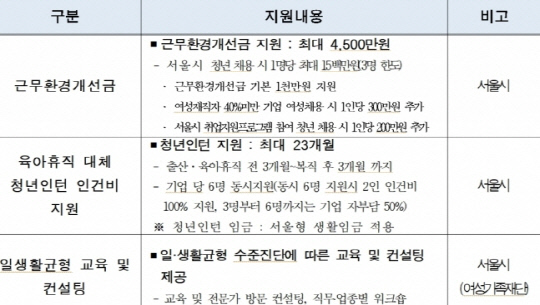 서울형 강소기업 지원 주요 내용 <서울시 제공>